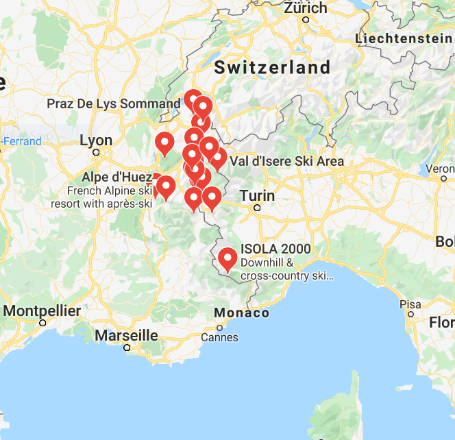 French Alps Ski Resorts Map Ski In France » Oliver's France